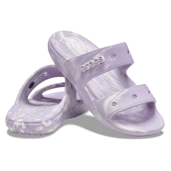 CROCS Shoes - Crocs Lavender Marble 2 Strap Slide Sandals